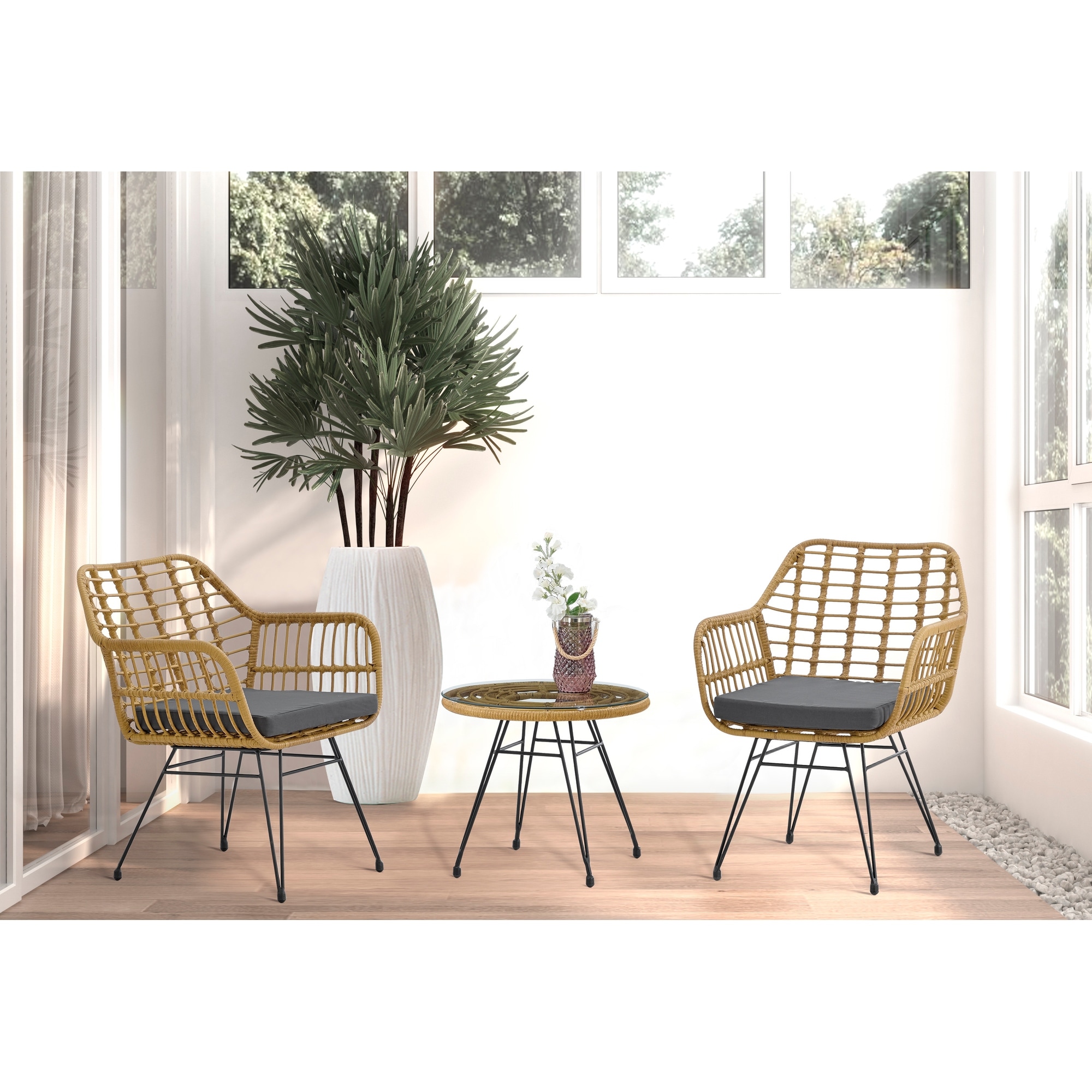 Rattan bistro on sale chair set